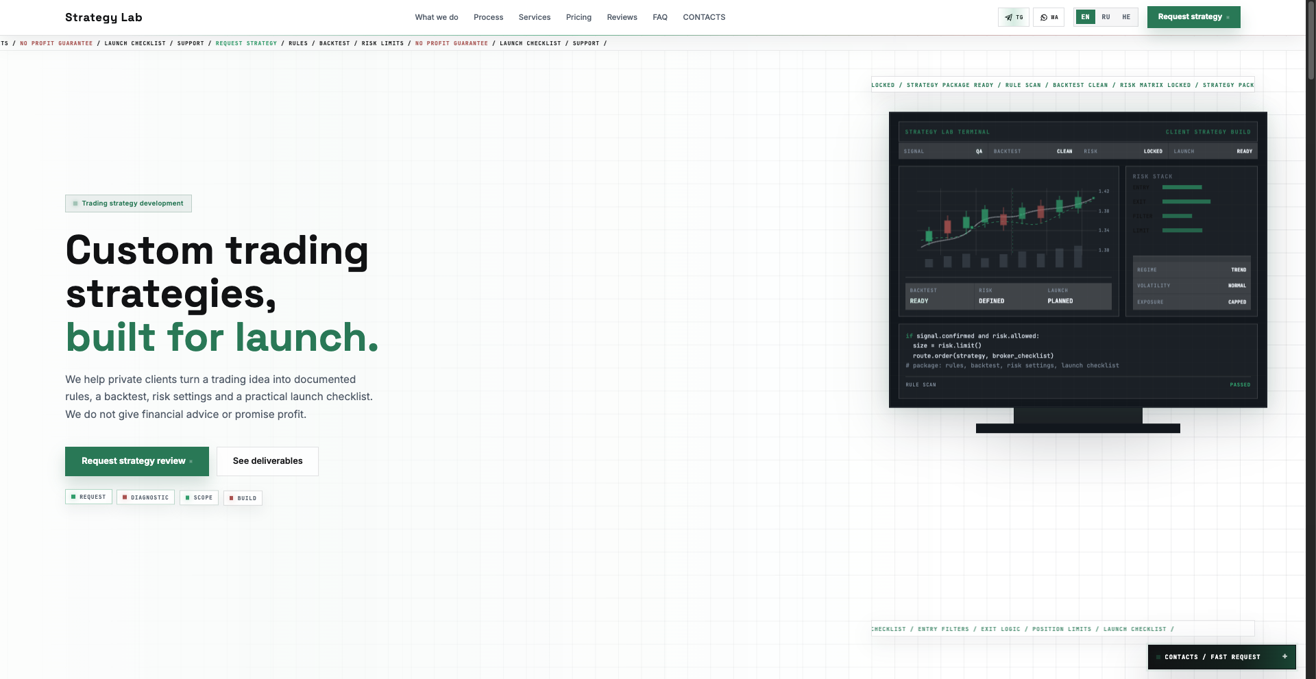 Strategy Lab custom strategy development interface